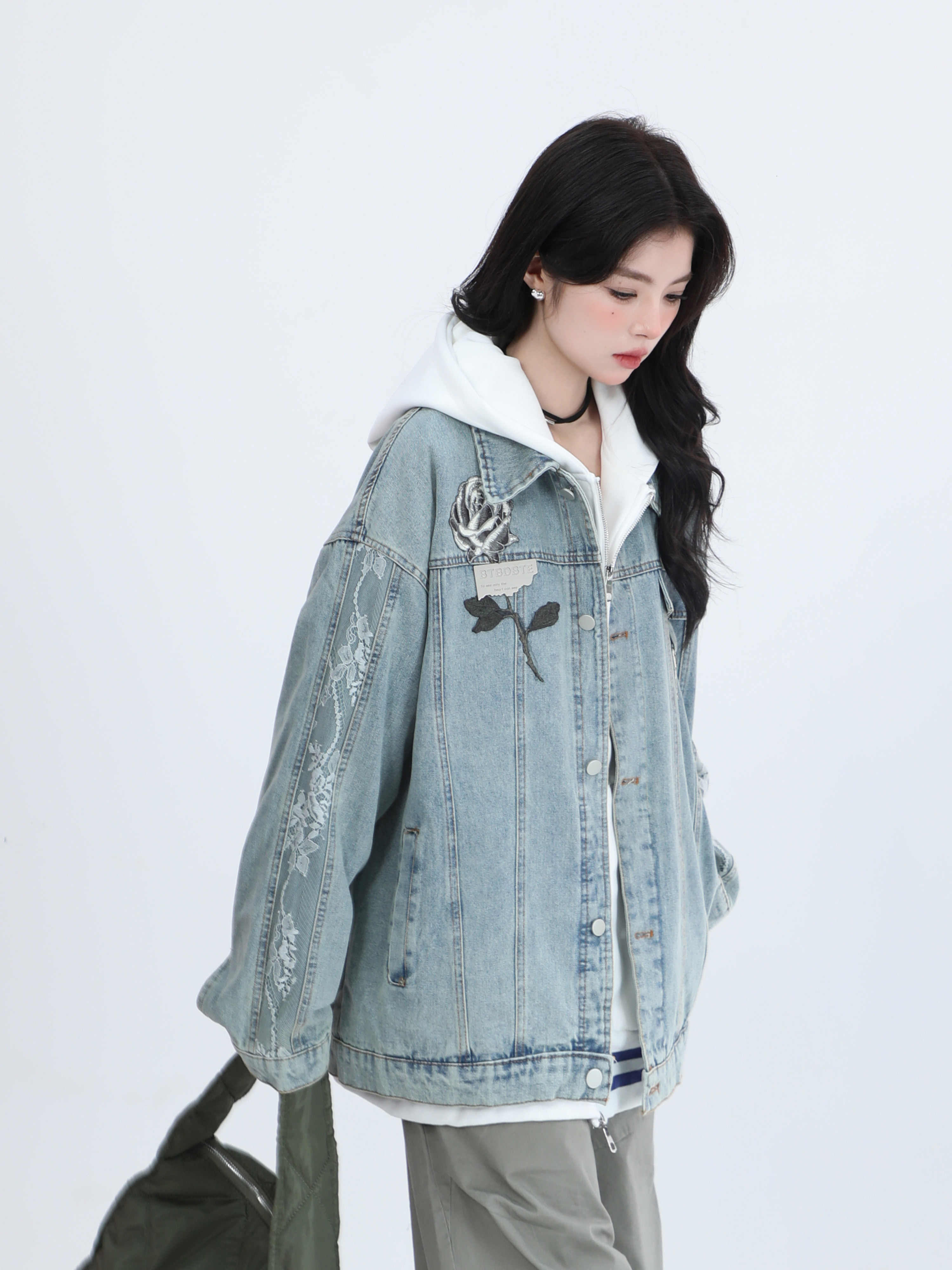 「SHANKONG」【高·品質版】【上品】2025新作 デニムジャケット アウター レトロ ゆったり 韓国ファッション レディーストップス アウター トップス セミロング トップス 11