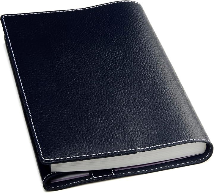 ブックカバー B6 本革 厚い本でも使用可能／ギフトボックス付き単行本サイズ シュリンクレザー 漫画カバー 12.8cmx18.2cm(ネイビー, Ｂ６)