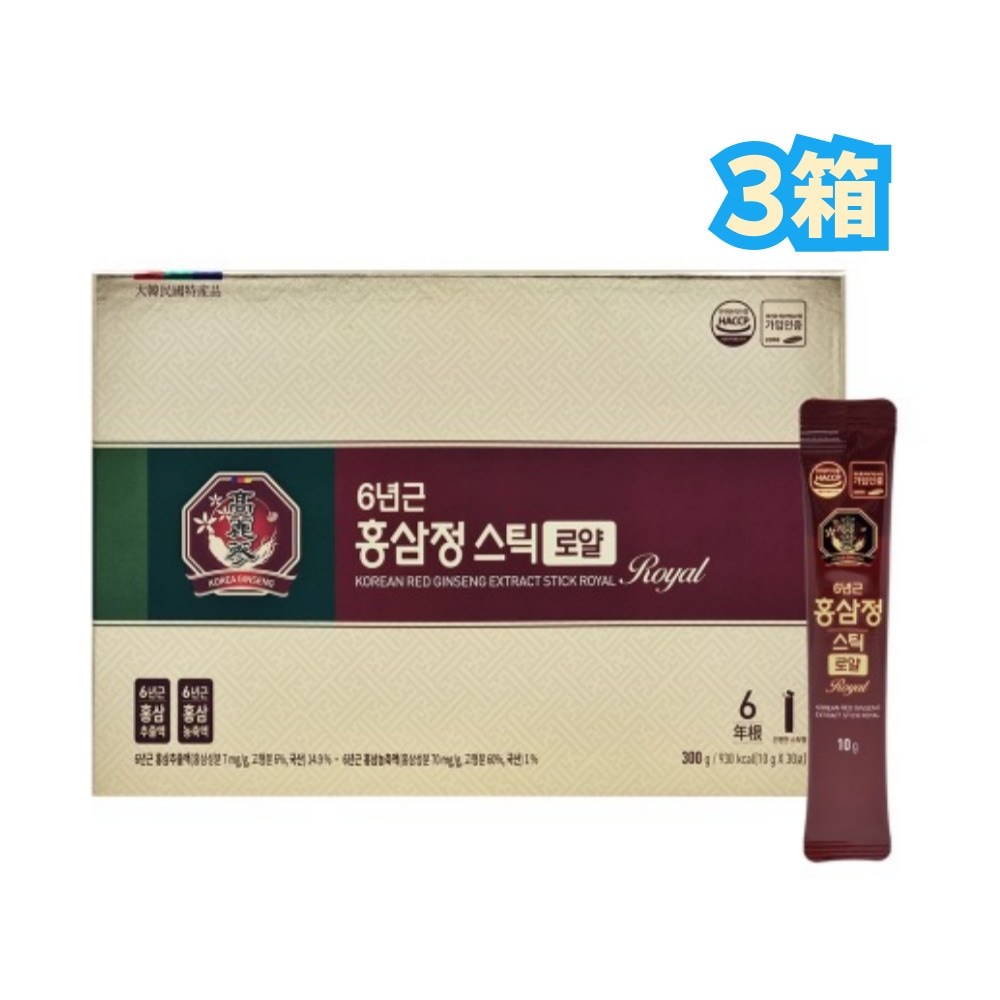 高麗人参 6年根紅参精スティックロイヤル10g×30T 3箱 / 紅参抽出液14.9％+紅参濃縮液1％