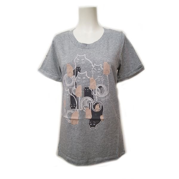 SEE BY CHLOE キャット プリント 半袖 Tシャツ カットソー グレー L4A9104 B588