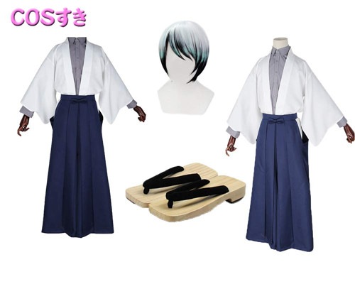【新品開催 】衣装＋ウィッグ＋下駄セット　 愈史郎（ゆしろう） コスプレ衣装 コスチューム　cosplay イベント 変装 ハロウイン
