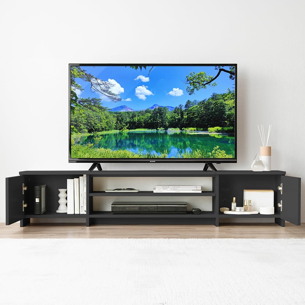 【60インチまで対応】アイリスオーヤマ テレビ台 『隠せる収納』 AVボード ローボード 収納 棚 ボックスタイプ 幅約150×奥行約29.6×高さ約31.1cm BAB-150R ブラックオーク