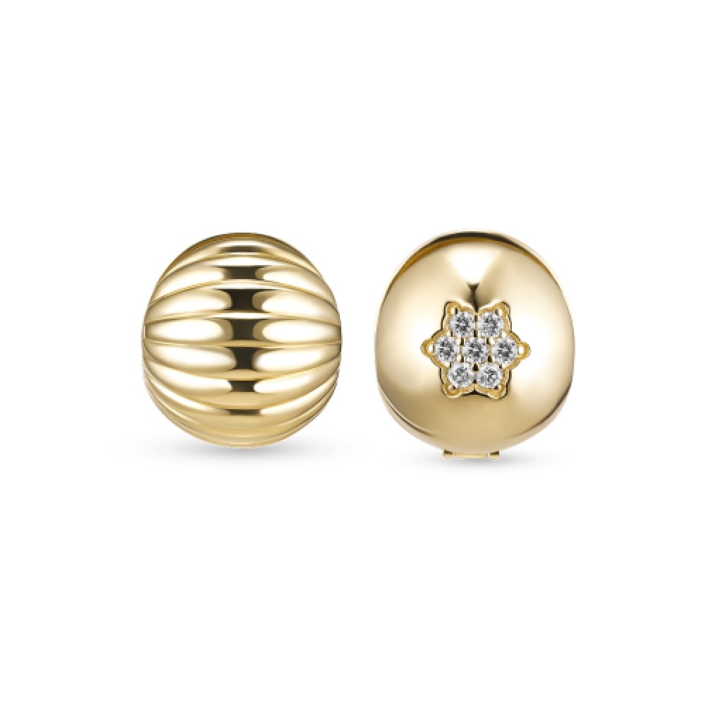 DOROCY 14k プリーツボールラップダイヤモンドリングピアス (L)