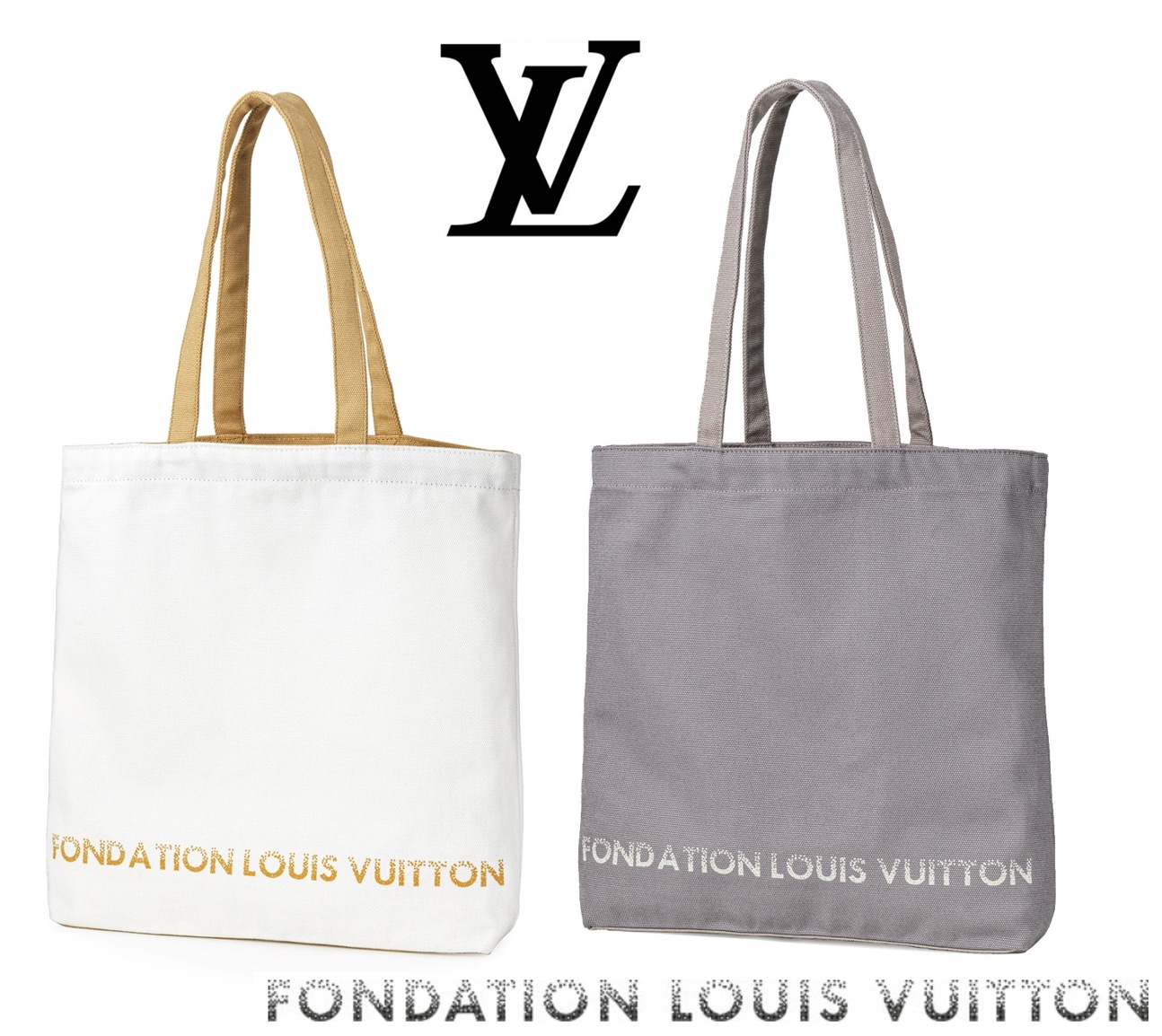 Fondation フォンダシオン 美術館 キャンバストートバッグ グレー／ホワイト