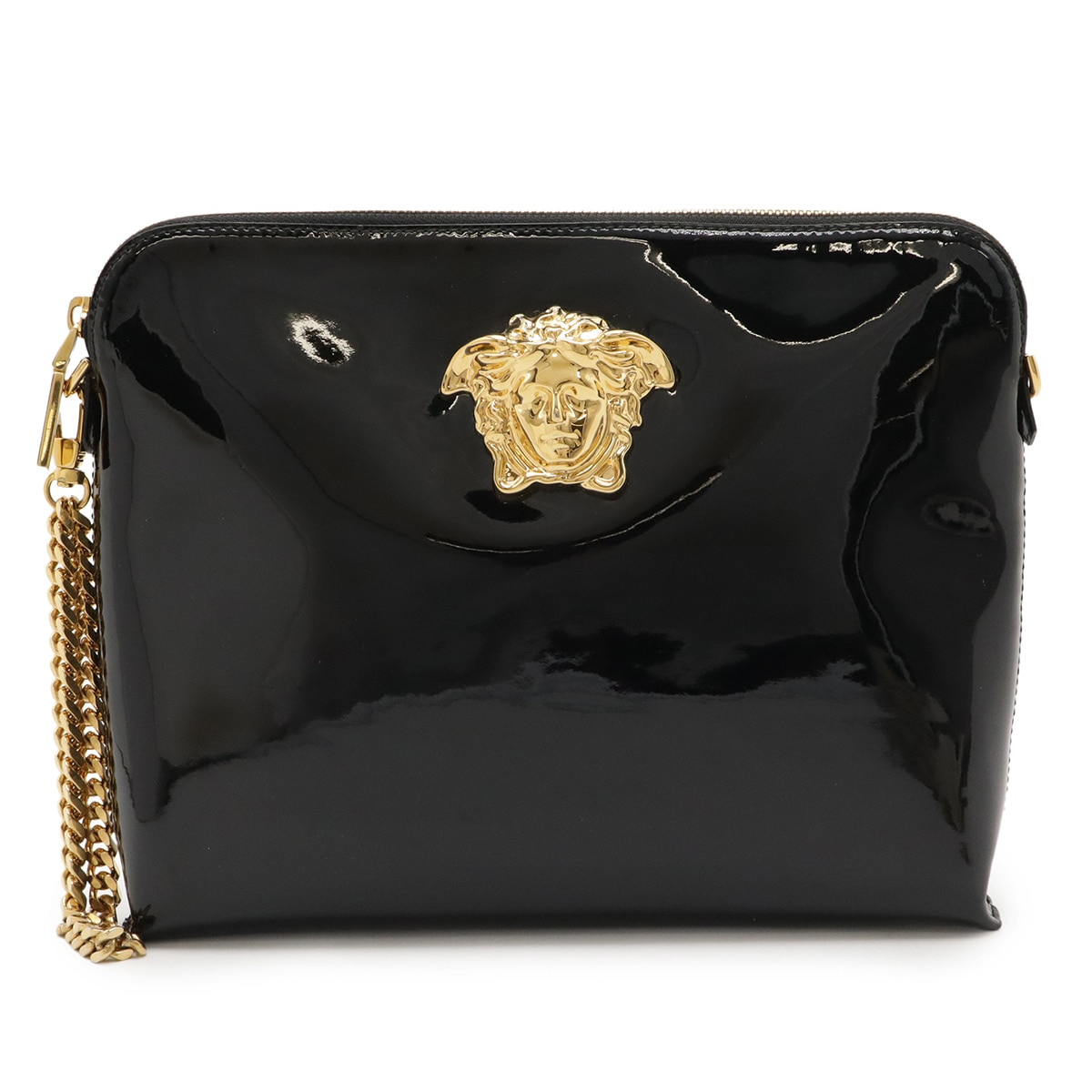 VERSACE ヴェルサーチェ ヴェルサーチ ベルサーチ メデューサ クラッチバッグ セカンドバッグ エナメル パテントレザー ブラック 黒 ゴールド金具