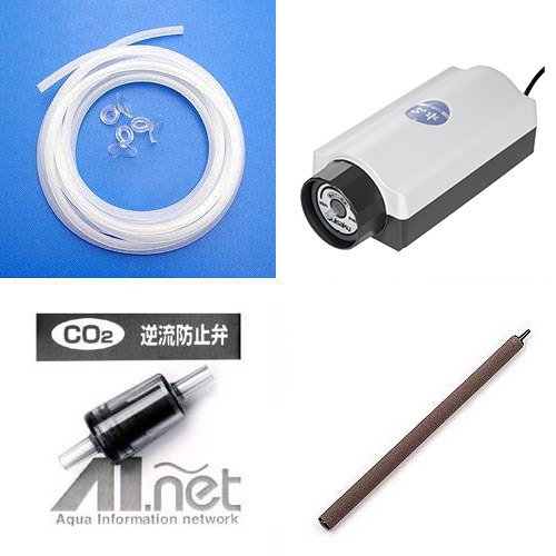 いぶきエアストーン　直径１８X３００＋ＳＳＰＰ－２Ｓ＋逆止弁＋キスゴムX４＋チューブ３ｍ　６０ー１２０ｃｍ水槽用エアーポンプ　ＣＲＣ10―21―15―00―00