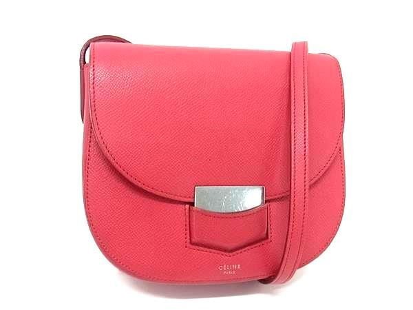 ショルダーバッグ トロッター スモール ピンクレッド系 レザー レディース フューシャピンク シルバー金具【本物保証】