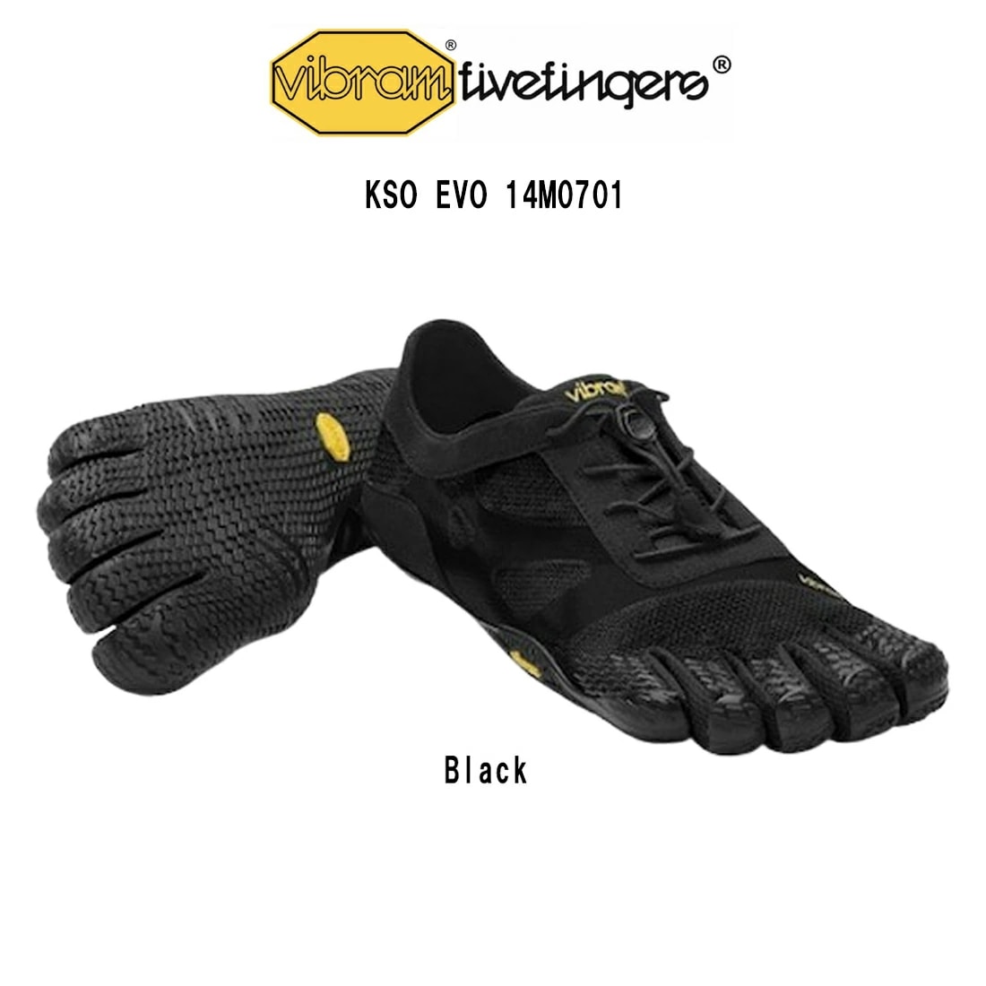Vibram FiveFingers メンズ 五本指 シューズ ランニング ジム トレーニング ブラック 小さめ 薄型ソール KSO EVO 14M0701