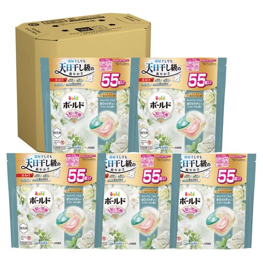 ボールド 洗濯洗剤 ジェルボール 4in1 ホワイトティー&フローラルの香り 詰め替え 55個×5袋 [ケース品]