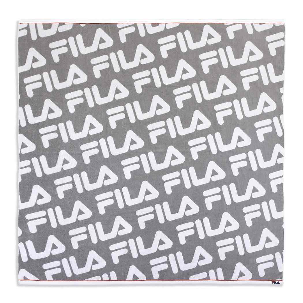 FILA フィラ スクエアタオル フルフィーコットン マルチケット 総柄 グレー 汗拭きタオル