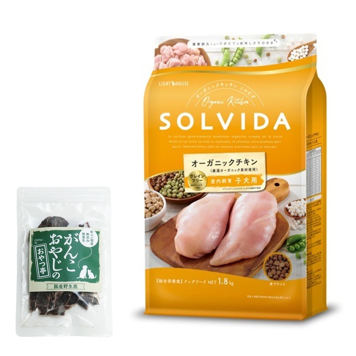 ドッグフード グレインフリー チキン 室内飼育子犬用 1.8kg【国産鹿肉ジャーキー付き(お試しサイズ)】