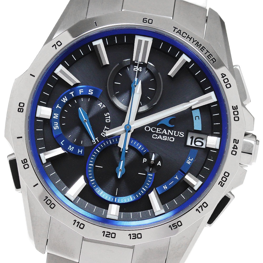 カシオ CASIO OCW-S4000-1AJF オシアナス マンタ デイト ソーラー電波 メンズ 極美品 箱・保証書付き_861913【中古】