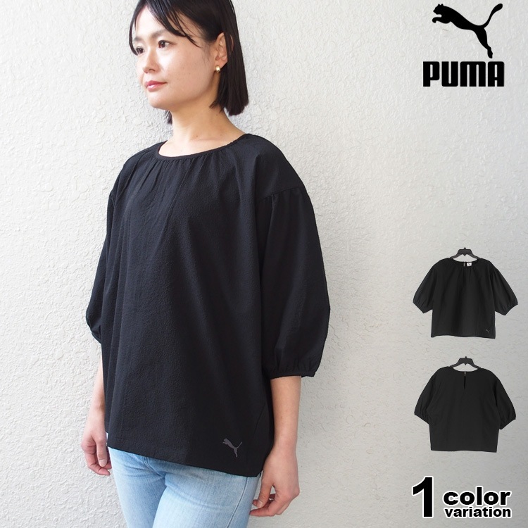 半袖 Tシャツ レディース シアサッカー Tシャツ TEE シャツ ゆったり パフスリーブ 大きいサイズ カジュアル #687090