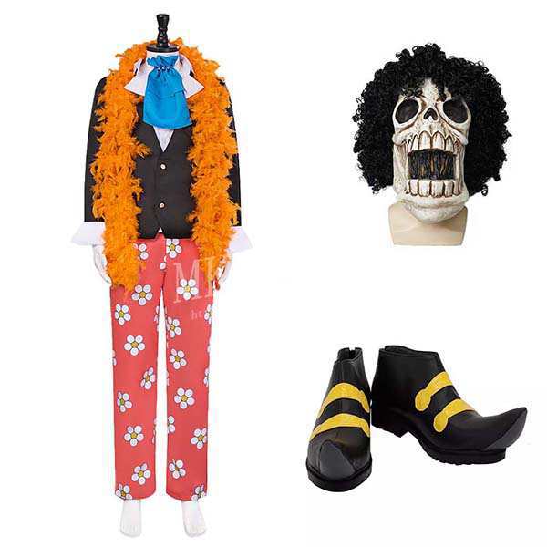 「急速出荷」最低価!格!ONE PIECE ワンピース ブルック コスプレ 衣装 ウィッグ cos靴 アニメ コスチューム イベント ハロウィン変装仮装