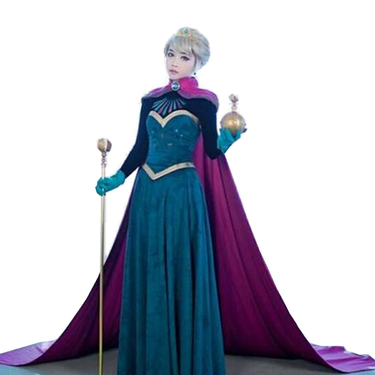 【最高品質】エルサ ドレス 大人 衣装 戴冠式 雪の女王 本格 高級 マント アナ グローブ コスプレ コスチューム 女性 レディース ハロウィン クリスマス Dハロ プリンセス ドレス コス 仮装