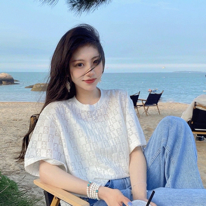 トップス モテ Tシャツ 袖あり 半袖 ラウンドネック 襟なし 刺繍 かわいい 大人可愛い シンプル カジュアル 大人 おしゃれ お洒落 レトロ アジアン エスニック エキゾチック 大人女子 キュート