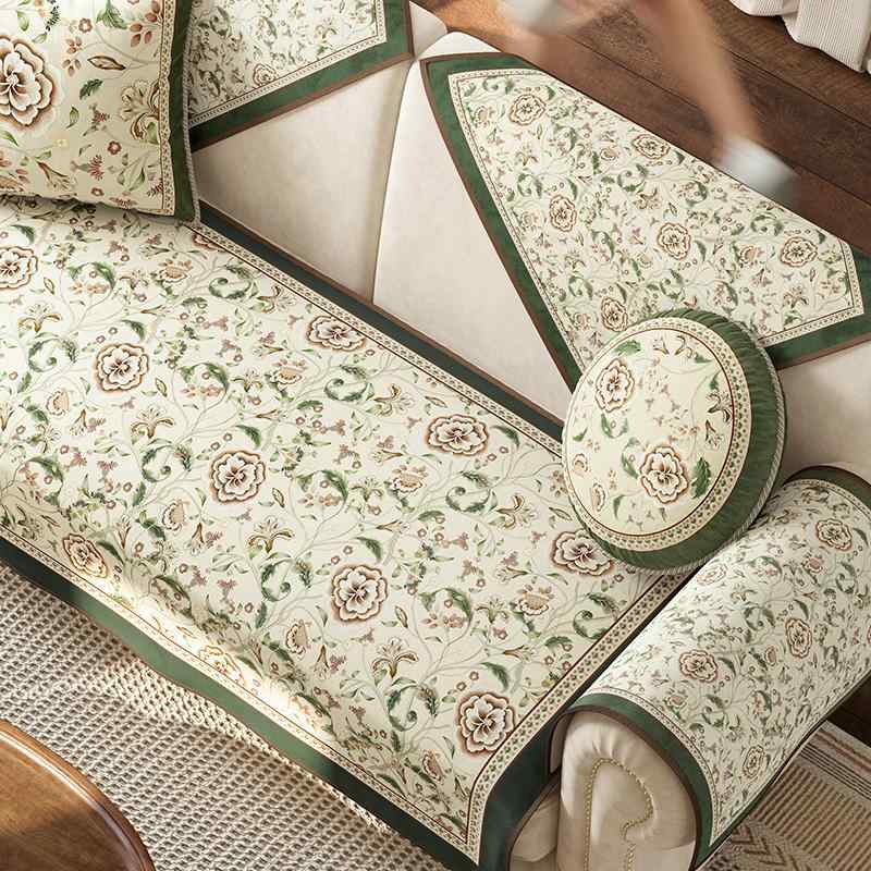 ソファーカバー かけるだけ オールシーズン ベルベット 座面 背もたれ 滑り止め ソフト 通気 洗える 耐摩耗 アメリカン おしゃれ エレガント 花柄