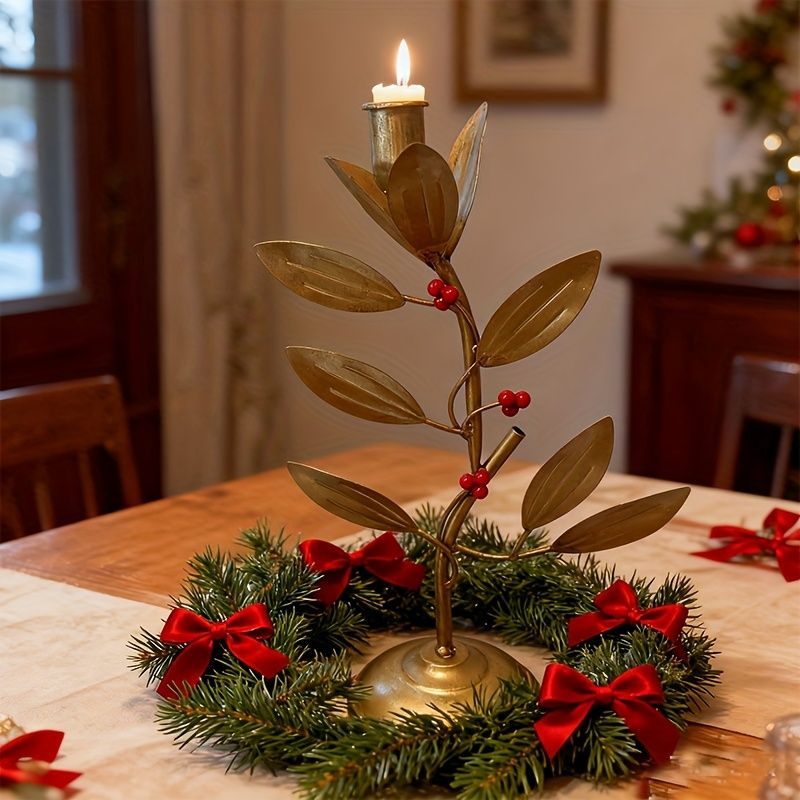 キャンドルホルダー キャンドルスタンド リーフ型 クリスマス装飾 金属 オシャレ インテリア 装飾 パーティー リビング ダイニング オシャレ アイアン製 アンティーク調 テーブルty473