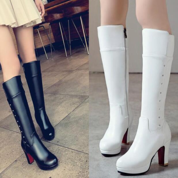 【期間特典】レディースブーツ　ロングブーツ　エンジニアブーツ　ジョッキーブーツ　暖かい　大きいサイズ　小さいサイズ　長靴　合皮　ロング丈　秋冬　太ヒール　9センチ　 厚底　疲れにくい 歩きやすい レデ