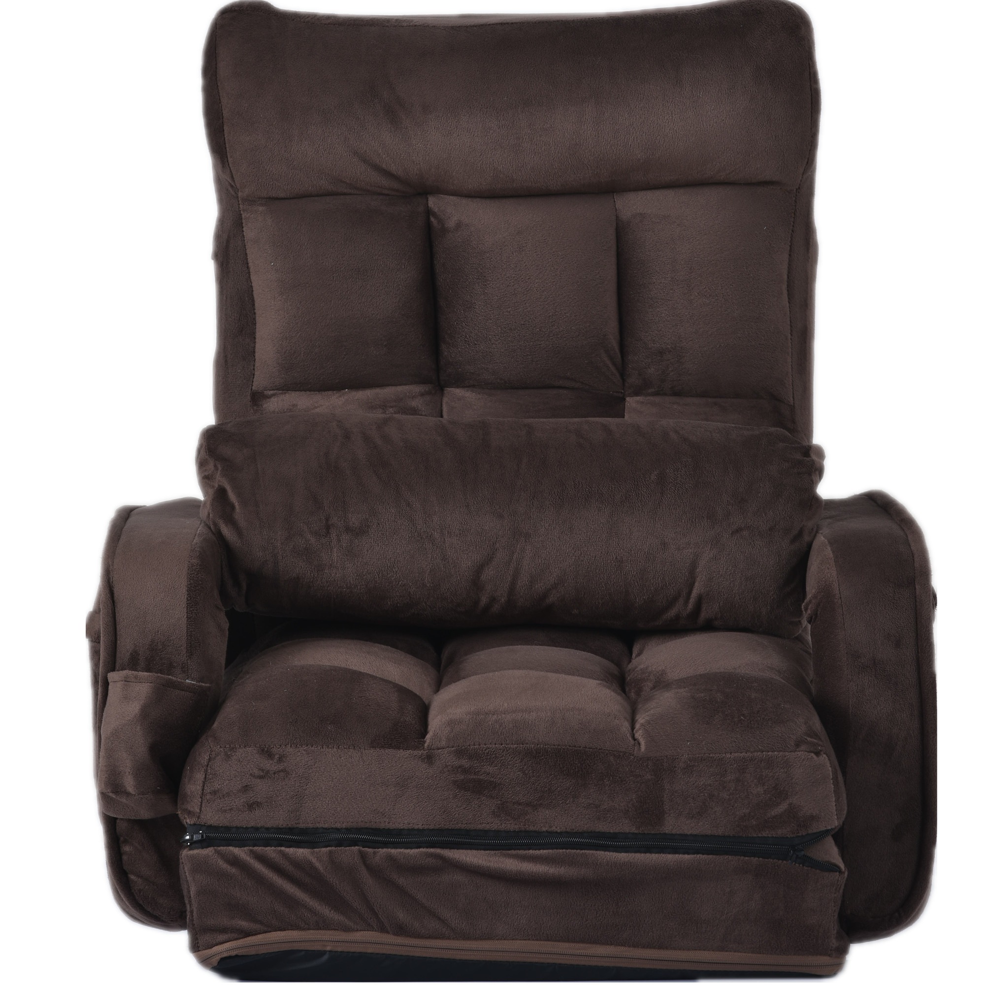 座椅子 リクライニング 14段ギア リクライニングチェアー ファブリック 座イス おしゃれ 椅子 チェアー いす イス コンパクト【ブラウン】 292