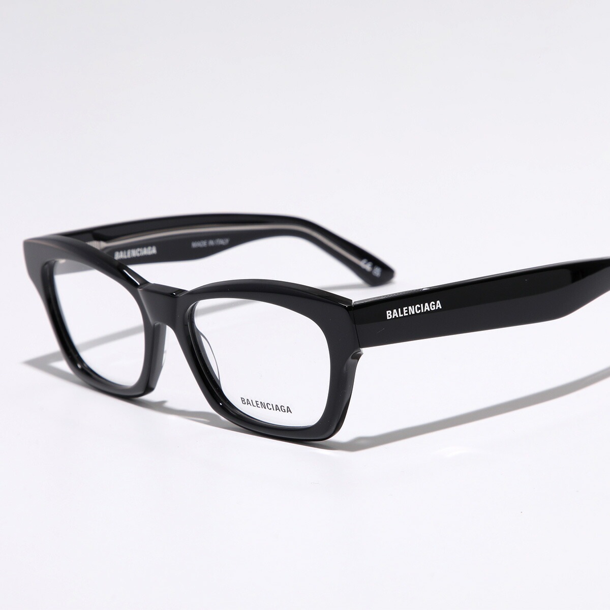 BALENCIAGA バレンシアガ メガネ BB0242O メンズ レディース スクエア型 セルフレーム フルリム めがね 眼鏡 ロゴ 001/BLACK-BLACK-TRANSPARENT