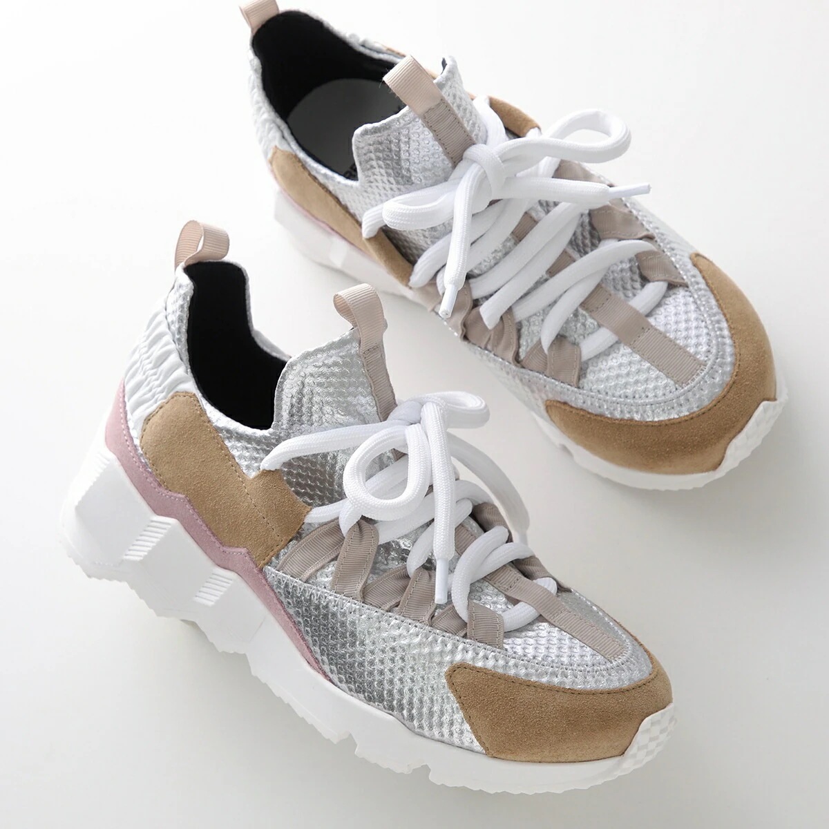 PIERRE HARDY ピエールアルディ スニーカー TREK COMET トレックコメット NS04Z レディース スウェード シューズ 靴 SAND-PINK-SILVER 【mega】