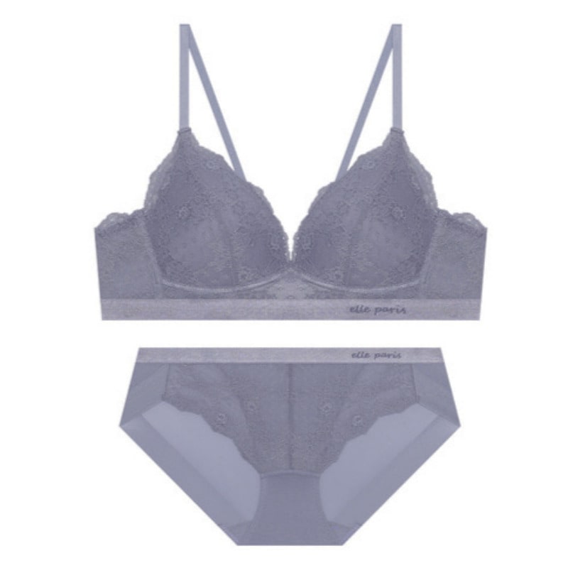 ソフトフィット ノーワイヤ レース ブラパンツ セット - グレーシパープル 80A 100