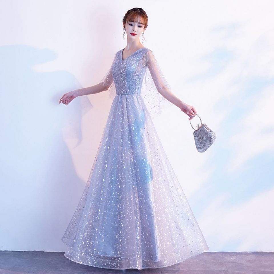 イブニングドレスドレス女性宴会気質ホストコーラスパフォーマンス衣装妖精学生ロングスタイル