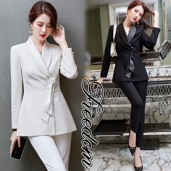 新入庫 大きいサイズ スーツ フォーマル パンツスーツ パンツスタイル OL OL通勤 ビジネス パーティー 卒業式 入学式 パーティー 就活 制服 通学 お受験 ウエストリボン使いジャケット＆パ 5,946円