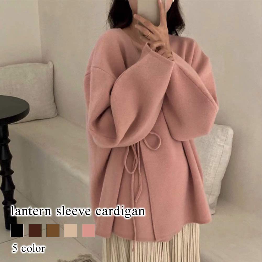 カーディガン レディース ランタンスリーブカーディガン ゆったり フリース ジャケット オフィス ロング 大きいサイズ あったか ショート丈 黒 きれいめ おしゃれ ウール ケーブル 生地 冬 ブラン