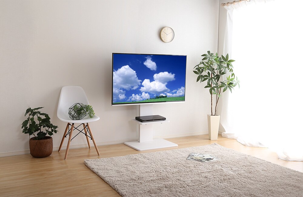 テレビ台 テレビスタンド テレビ用脚 壁寄せ フロアやソファに合う低めのロータイプ ワイドスイング 32-55インチ対応 ブラック ホワイト ウォールナット