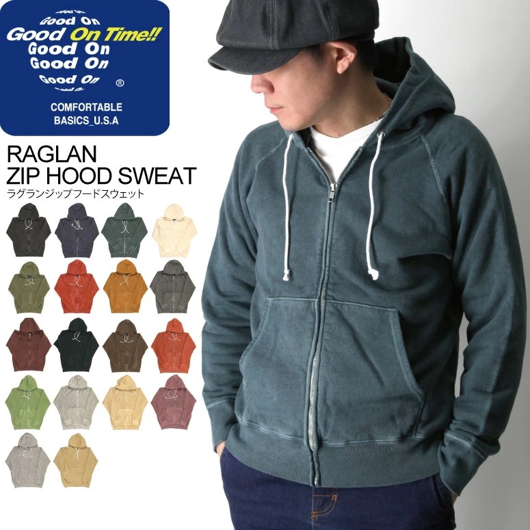 Good On(グッドオン) ヘビーウエイト ラグラン ジップ フード スウェット パーカ― フルジップ パーカ ジップアップ メンズ レディース 12,536円