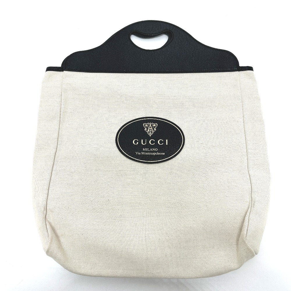 ハンドバッグ 284156 クレストロゴ カバン キャンバス/レザー ベージュ×ブラック