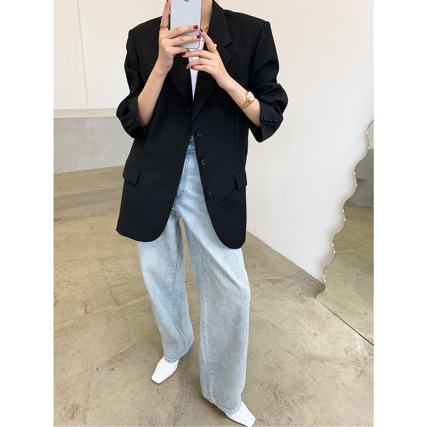 ジャケット レディース 長袖 Vネック 襟付き かちっと感 モード系 シンプル かわいい 大人可愛い きれいめ カジュアル おしゃれ 無地 春 秋 デート ママ 学生 お出かけ ブラック アウター