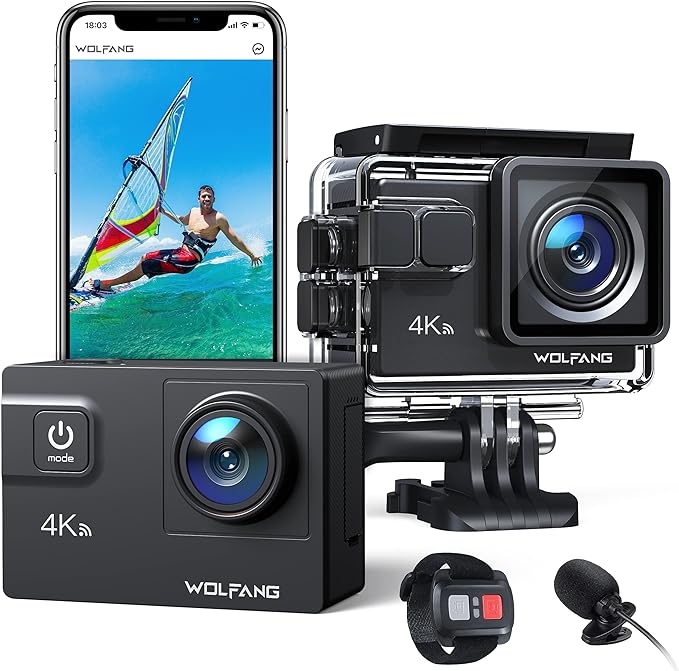 アクションカメラ 4K 24MP水中カメラ WiFi機能 耐揺性 水深40メートル HDMI出力 1350mAh大容量バッテリー2個搭載 170広角レンズ リモコン ヘッドセットカメラ 外部マイク
