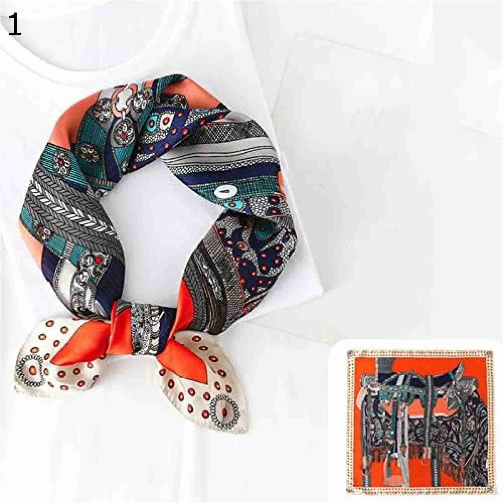 【20%OFFクーポン～】サマー サドル ウエスト フラワー スカーフ ヴィンテージ ストラッピング 両面プリント スモール スカーフ スクエア スカーフ (Color : Size 15 : 7