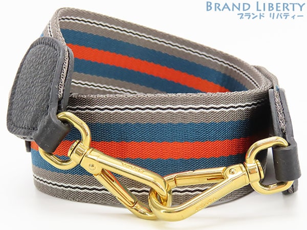 未使用プラダPRADAストライプショルダーストラップナイロンキャンバス調節不可4CMグレーオレンジホワイトゴールド金具