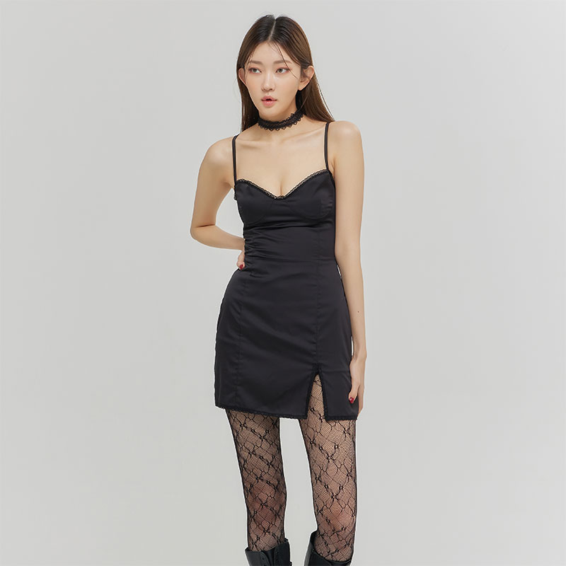 韓国のデザイナーブランド! 2color! BOLD SLIP BACKLESS MINI ONEP