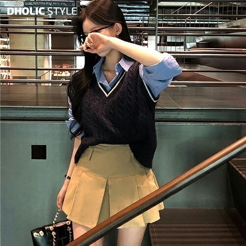 ケーブルチルデンニットベスト・p632155