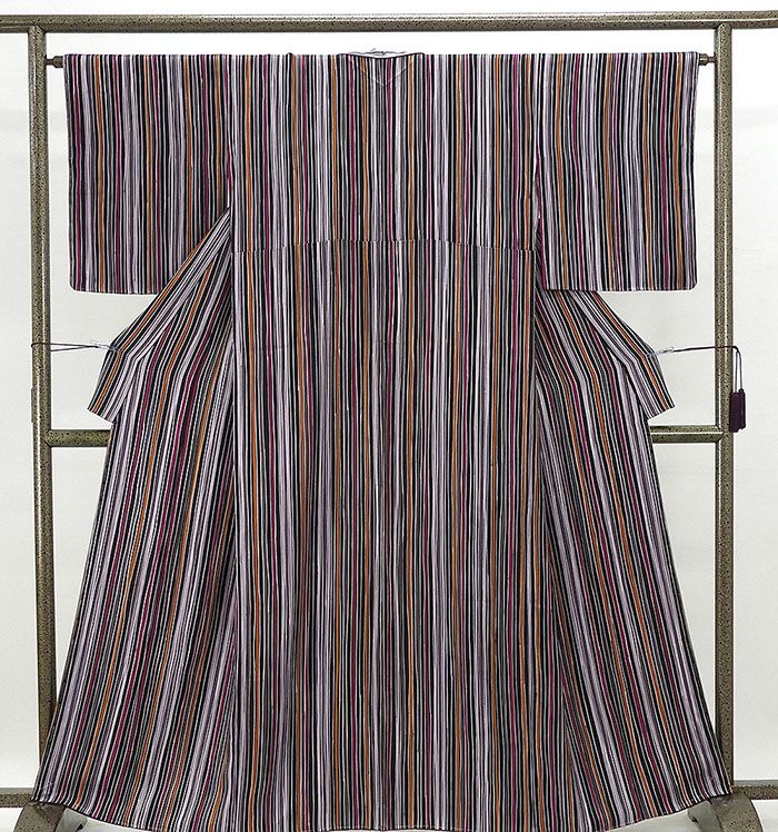 小紋 未着用美品 正絹 縦縞模様 身丈160.5cm 裄丈64.5cm 小紋 未