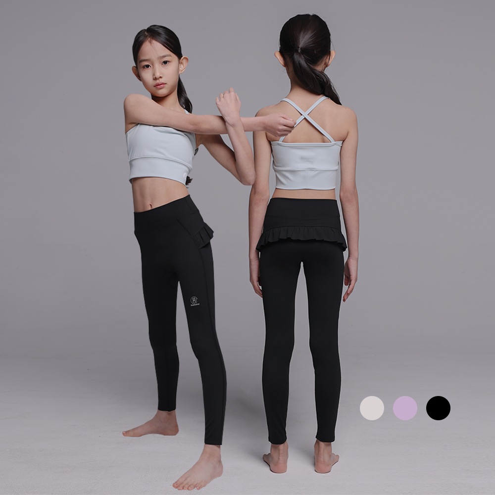 韓国 子供服 キッズ ヨガ ラッフル ヒップ レギンス スポーツ ジュニア ヨガ服 下衣