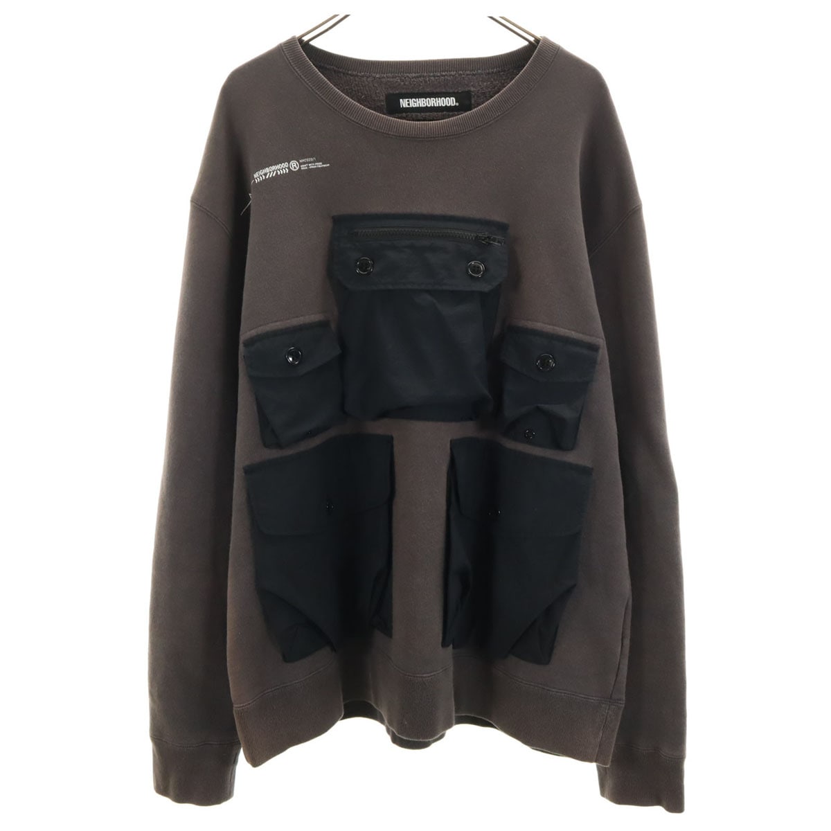 日本製 長袖 トレーナー L チャコール スウェット メンズ 古着