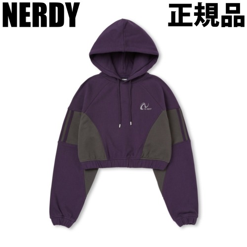 NERDY フードスウェット クロップ丈 ウーマンス エンワイ Dark Purple