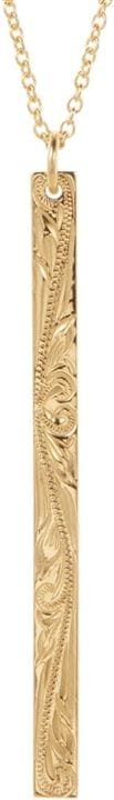 Piena ピエナサージカルステンレス316L ハワイアンジュエリー ロング バー 槌目 リバーシブル スクロール ネックレス ゴールド 45cm(ゴールド 45cm)