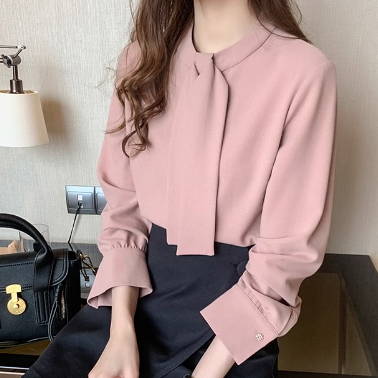 レディース トップス シャツ ブラウス シフォンシャツ 長袖 フェミニン シフォン リボン 薄手 かわいい 大人可愛い きれいめ シンプル 上品 おしゃれ こなれ感 ラフ ガーリー ルーズ 個性的