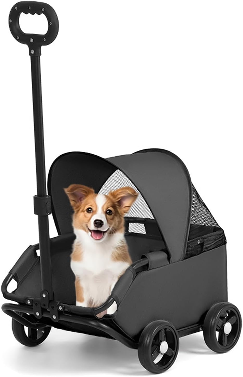 折り畳み式ペットカート 遮光日よけ付き 360度回転ハンドル 耐荷重7kg 軽量2.2kg 犬猫兼用 リクライニング機能 収納ポケット付き