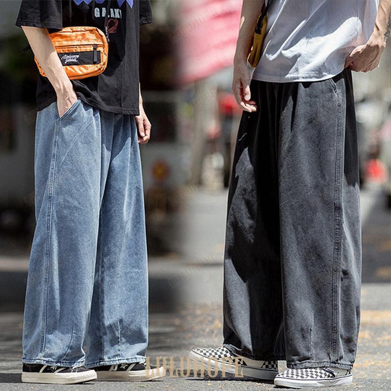 ワイド デニム パンツ ジーンズ メンズ ゆったり ルーズ イージー ルーズフィット ウエストゴム バギーパンツ ロングズボン 大きいサイズ