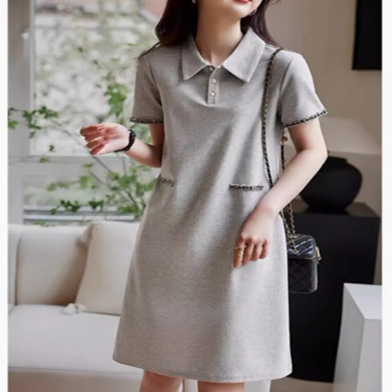 ワンピース プルオーバー レディース 膝丈 半袖 襟付き ポロカラー ワイド Aライン 大人可愛い きれいめ シンプル カジュアル 上品 おしゃれ こなれ感 ラフ ガーリー 個性的 クール モード系