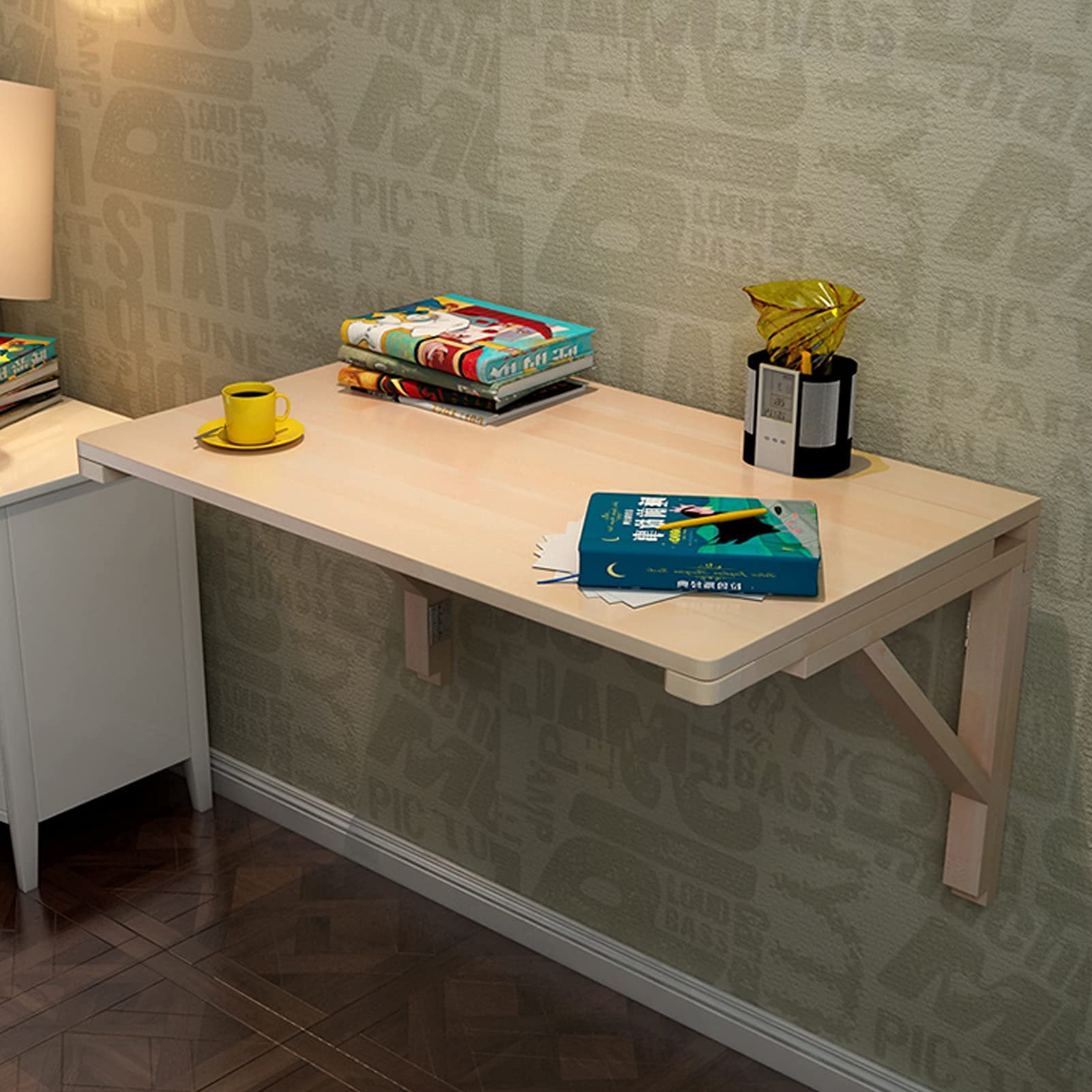 壁掛け折りたたみテーブル ドロップリーフテーブル 天然木 折りたたみ式デスク 在宅勤務キッチンダイニング フローティングハンギングコンピューターデスク 勉強部屋ディナー寝室ランドリー用