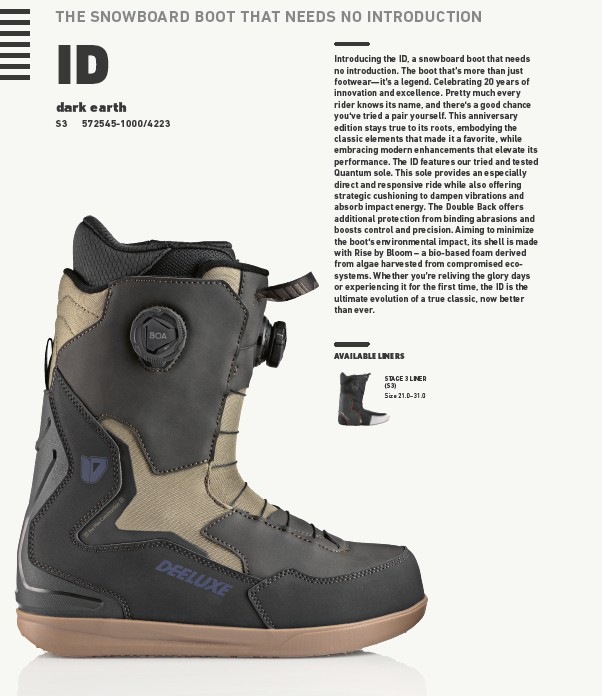 新品未使用 25-26 DEELUXE BOOTS ID DUAL BOA S3 DARK EARTH 24.5CM 土日祝発送OK 38